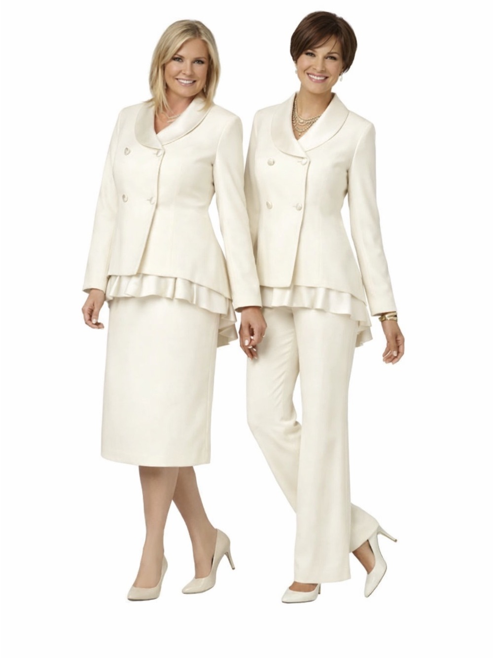 Pant Midi Skirt Set 3-pc MONROE & MAIN Wardrober Ivory Business Formal Suit 16